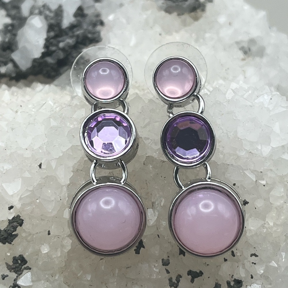 Elegant Purple and Pink Dangle Earrings
